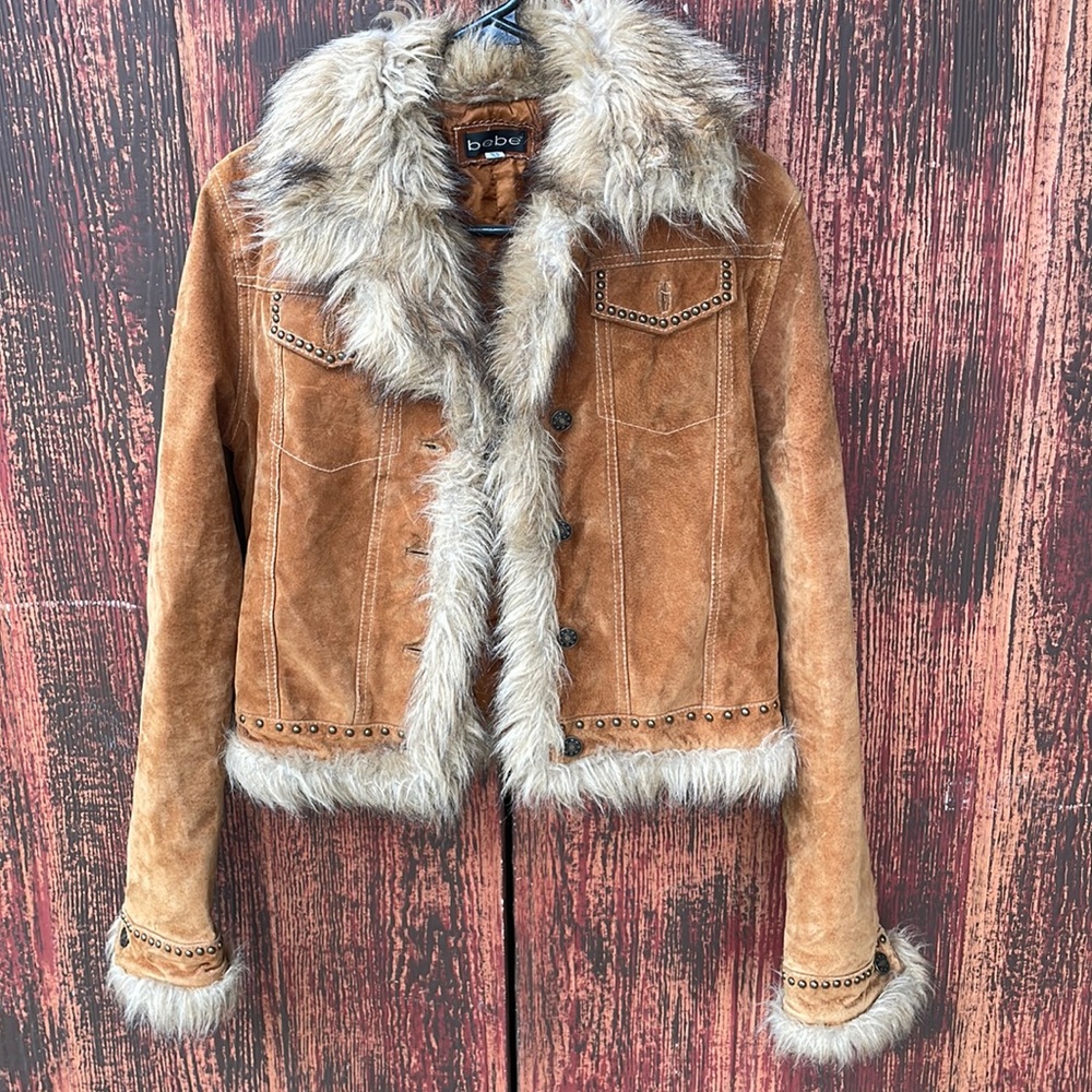 XS brown soft split leather jacket